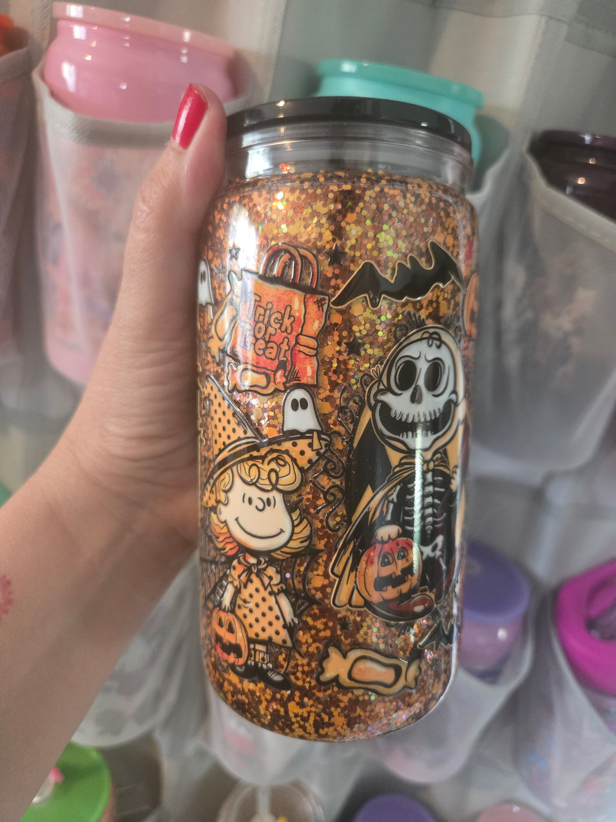 CB Halloween 16oz Acrylic Cup w/Straw - Dry Glitter