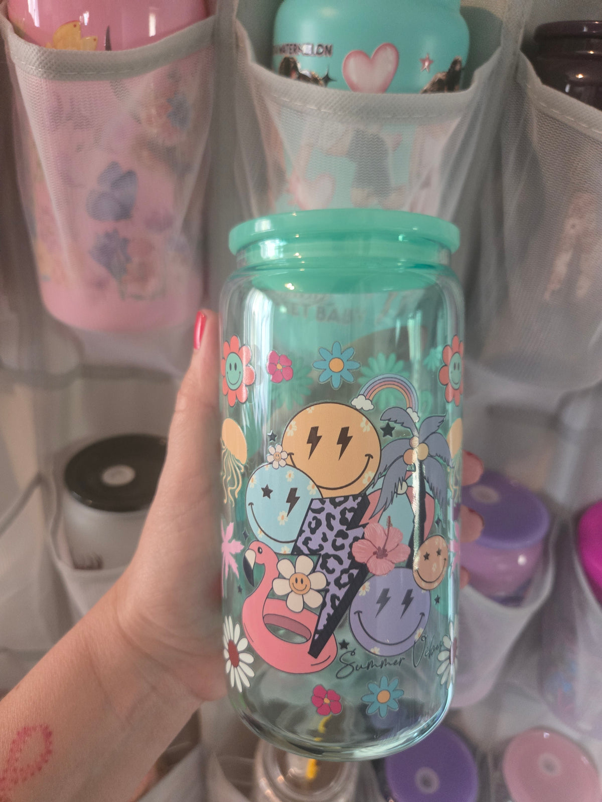 Summer Vibes 16oz Glass w/Straw