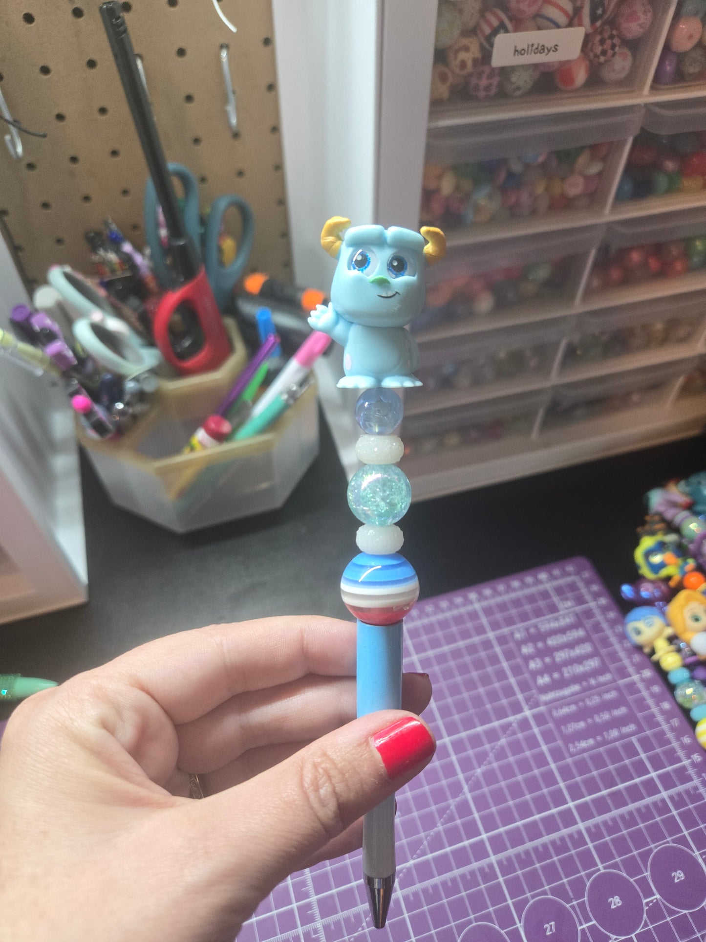 Pastel Blue Monster Pen