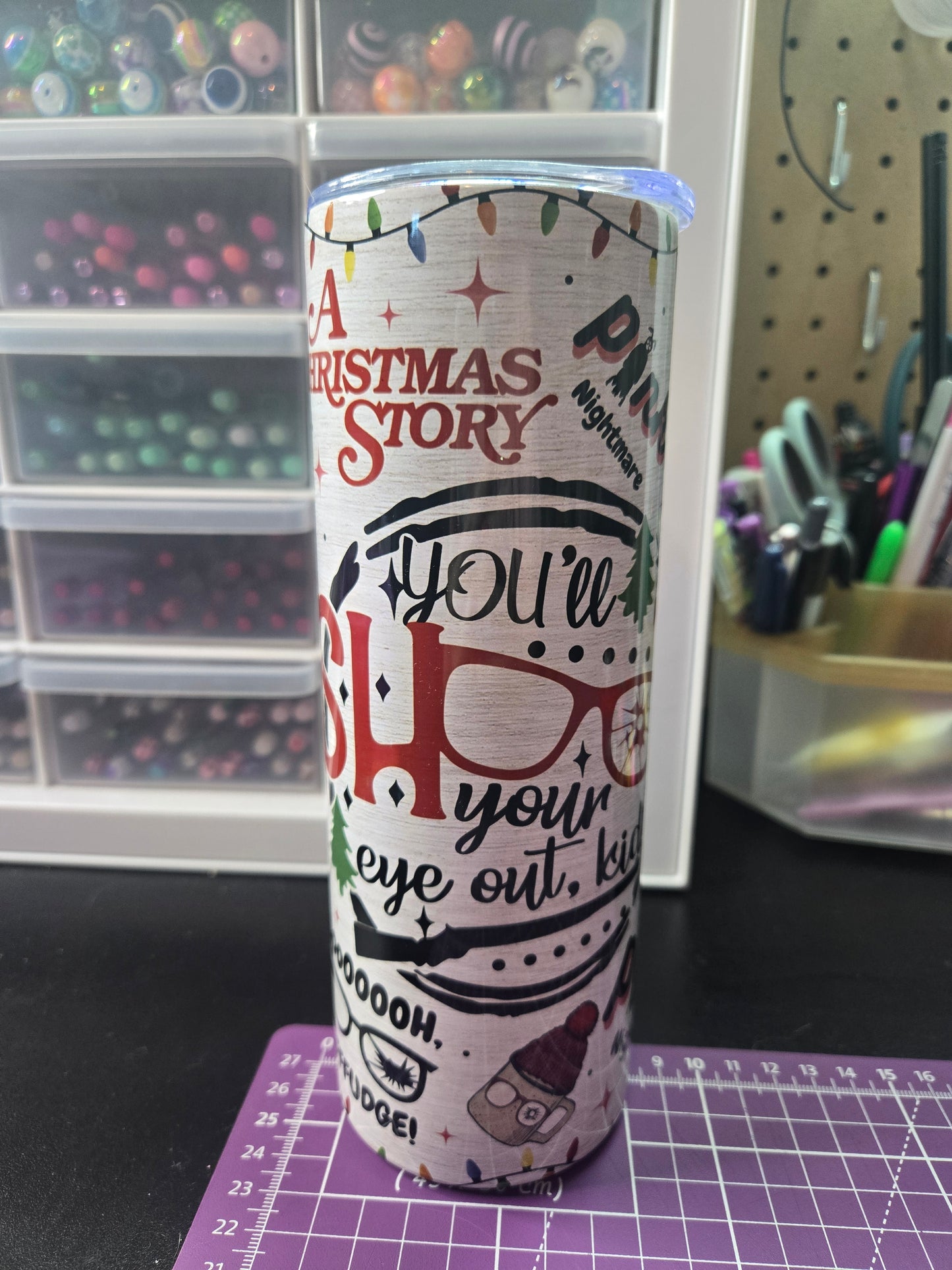 Christmas 20 oz. Stainless Steel Tumbler w/Straw