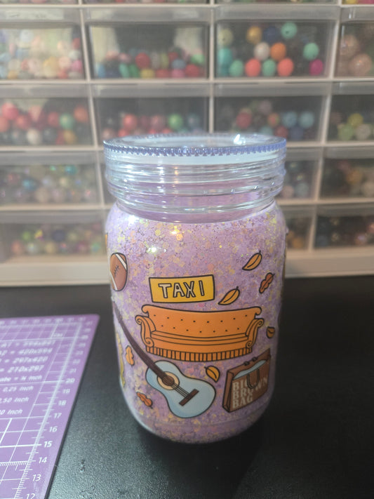 Friends Acrylic Mason Jar Mug w/Straw - Dry Glitter