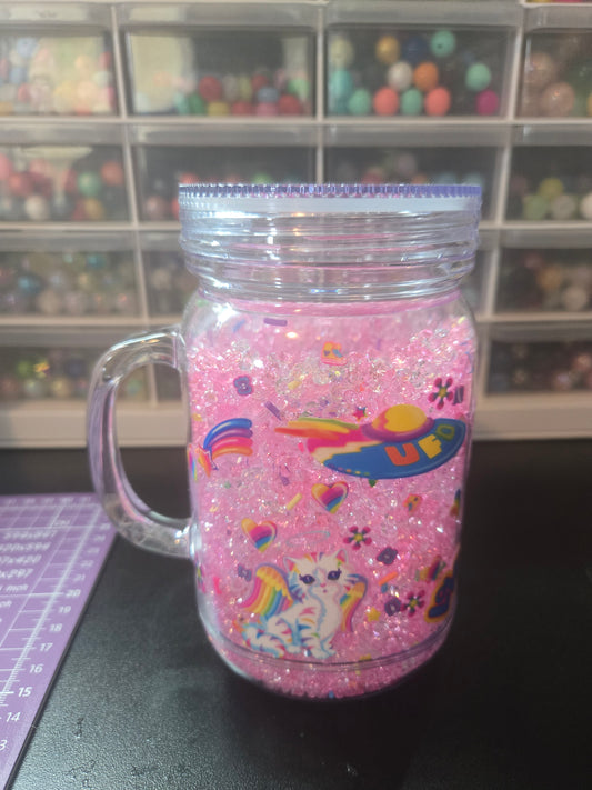 Neon LF Acrylic Mason Jar Mug w/Straw - Rhinestone Shaker