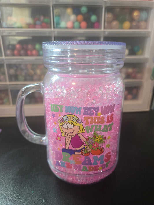 Lizzie Acrylic Mason Jar Mug w/Straw - Rhinestone Shaker