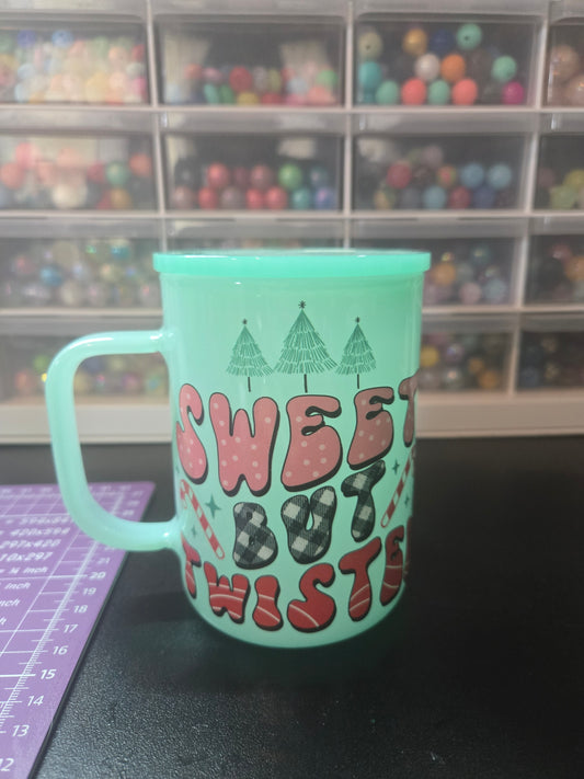 Sweet But Twisted Glass Mug w/Straw