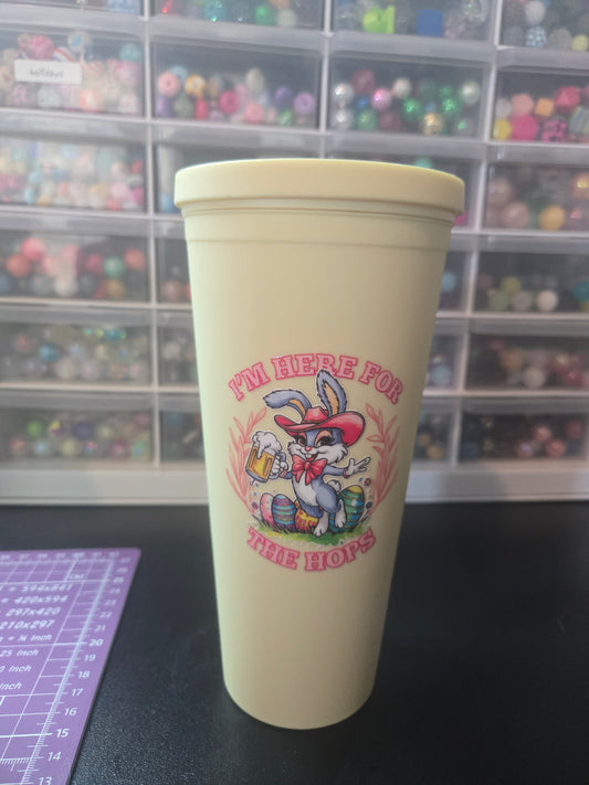 Here for the Hops 22oz Plastic Double Wall Tumbler w/Straw