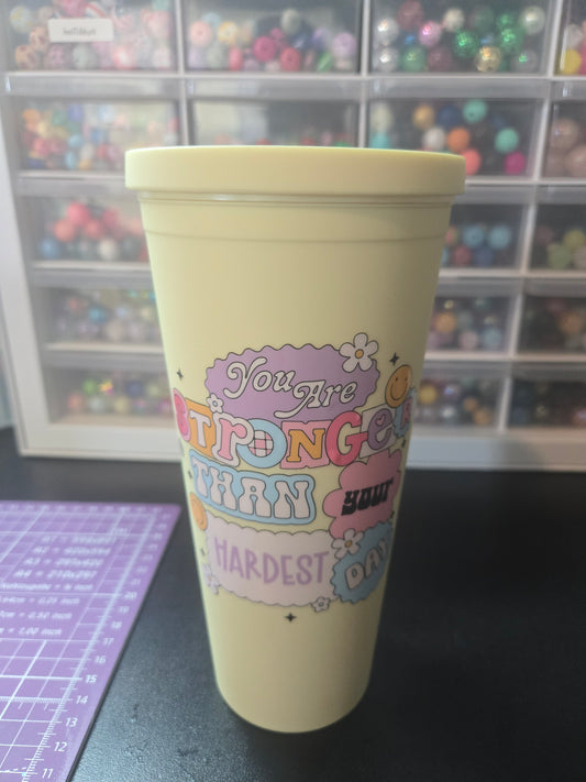 You Are Stronger *IMPERFECT* 22oz Plastic Double Wall Tumbler w/Straw