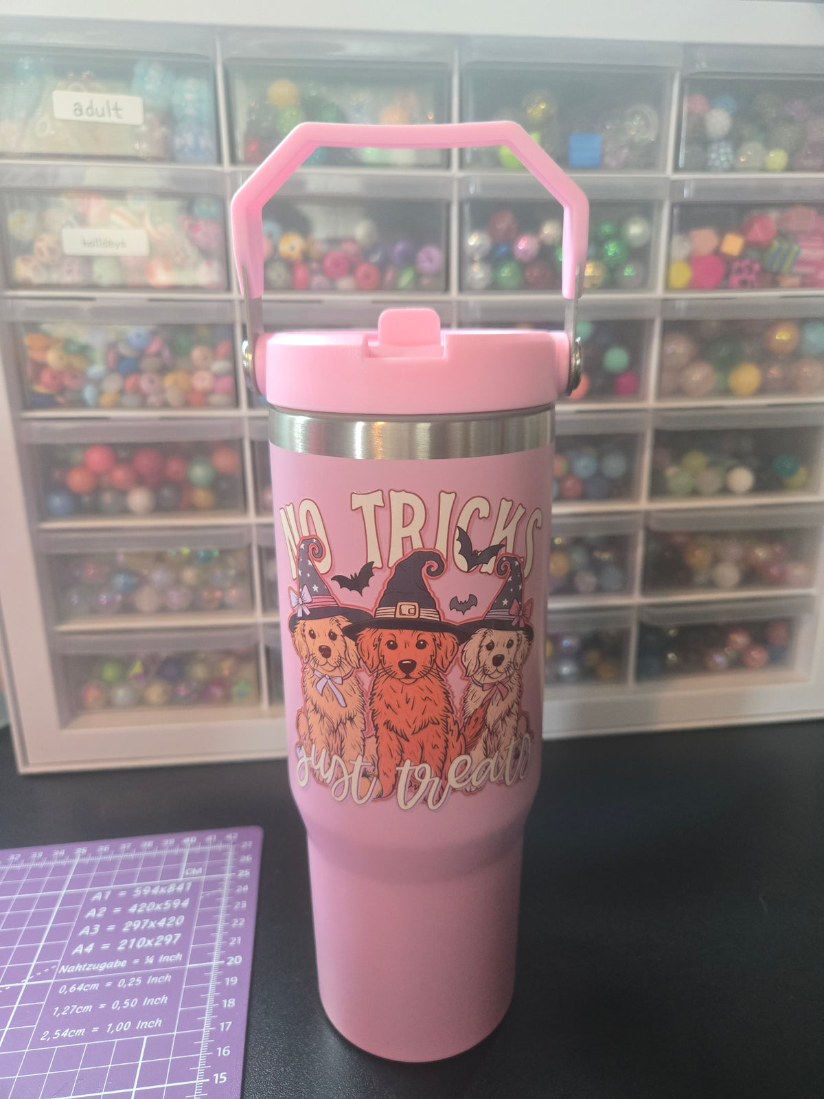No Tricks Just Treats 30oz Flip Straw Stainless Steel Tumbler