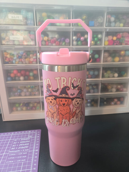 No Tricks Just Treats 30oz Flip Straw Stainless Steel Tumbler