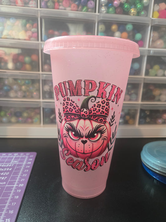 Pink Pumpkin Season Cold Cup w/Straw (Copy)