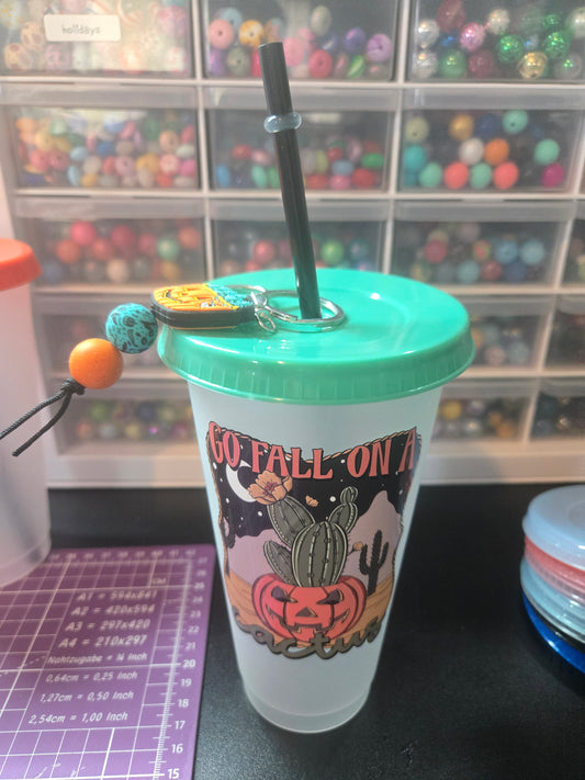 Go Fall on a Cactus Cold Cup w/Straw & Keychain