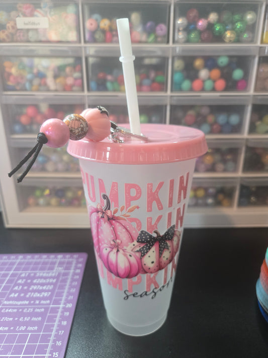 Pumpkin Season Cold Cup w/Straw & Keychain