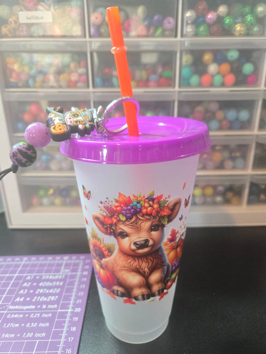 Halloween Cow Cold Cup w/Straw & Keychain