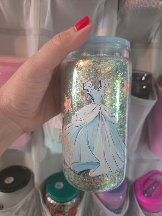 Princess Dress 16oz Acrylic Cup w/Straw - Dry Glitter