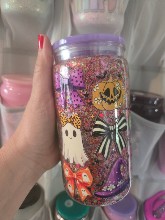 Halloween 16oz Acrylic Cup w/Straw - Dry Glitter