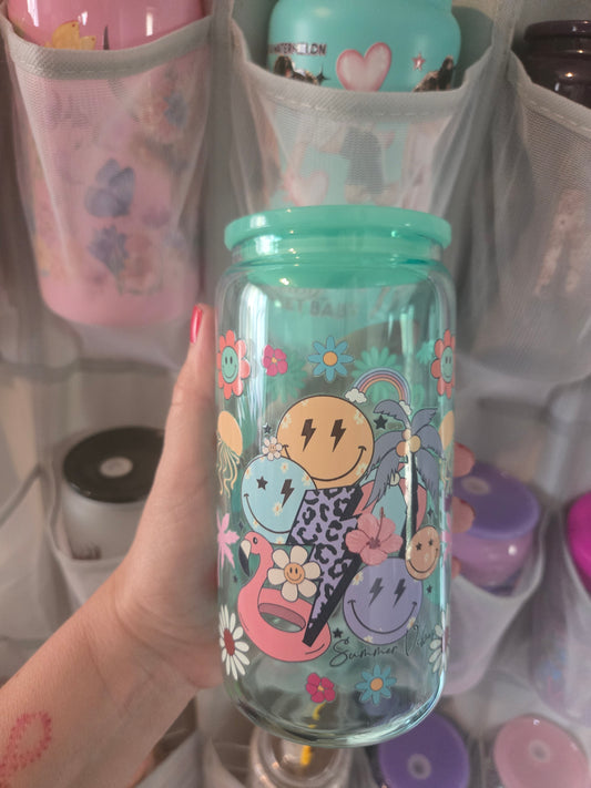 Summer Vibes 16oz Glass w/Straw
