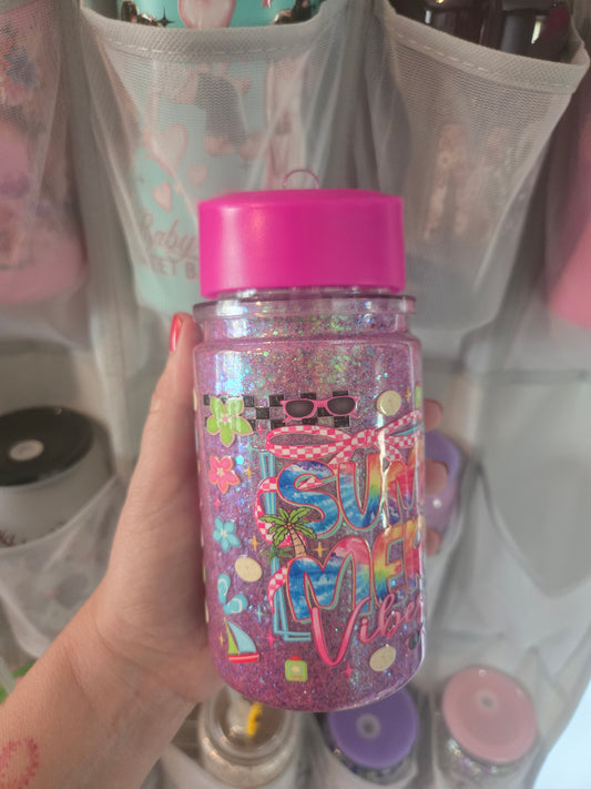 Summer Vibes Acrylic Kids Flip Straw Cup - Dry Glitter