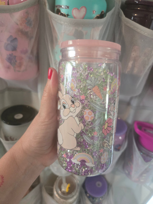 Bunny Easter 16oz Acrylic Cup w/Straw - Rhinestone Shaker