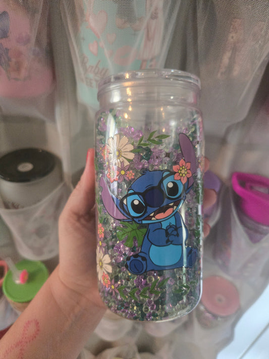 Blue Alien 16oz Acrylic Cup w/Straw - Rhinestone Shaker