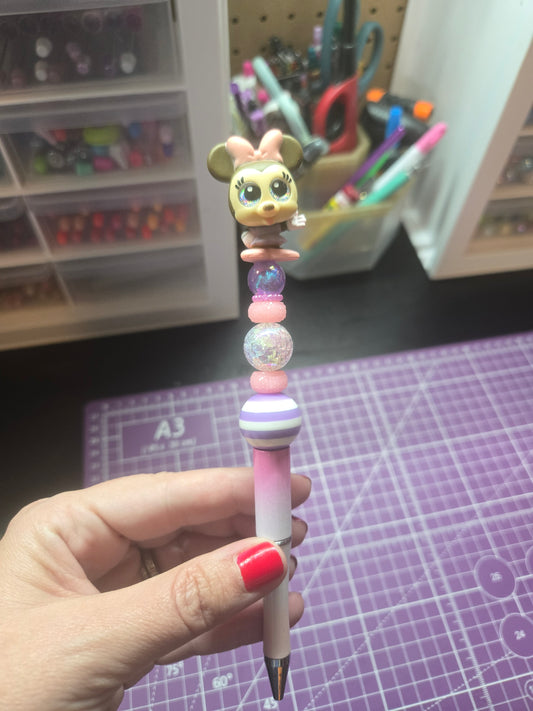 Girl Mouse Pink Bow Pen