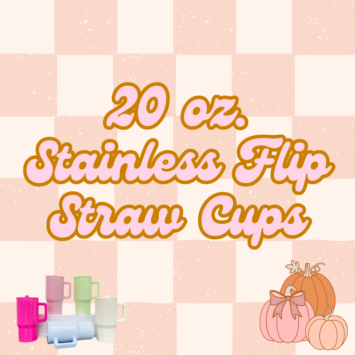 20 oz.  Stainless Steel Flip Straw Tumblers