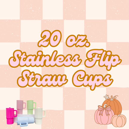 20 oz.  Stainless Steel Flip Straw Tumblers