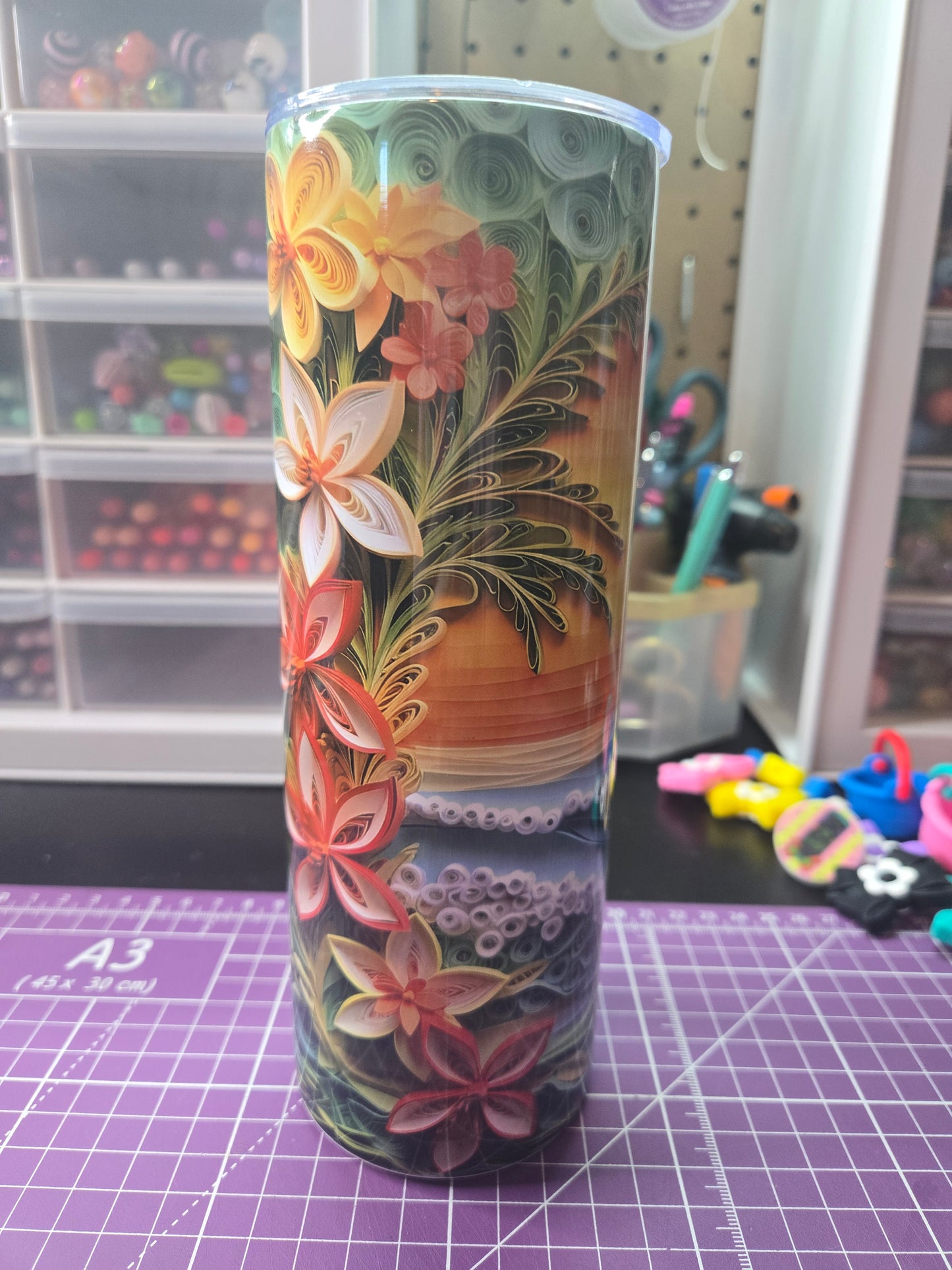 Beach 20 oz. Stainless Steel Tumbler w/Straw