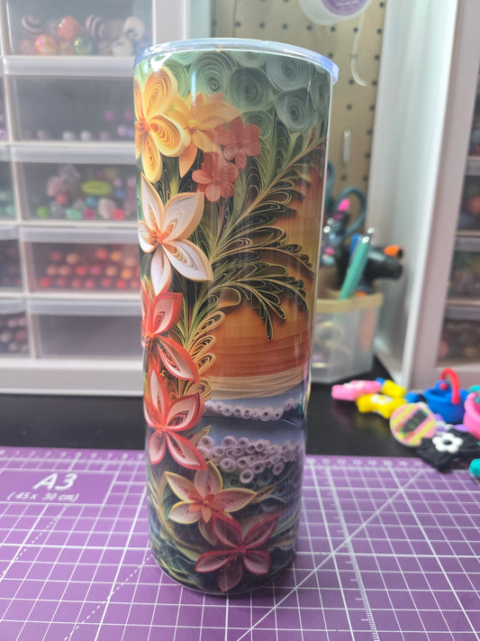 Beach 20 oz. Stainless Steel Tumbler w/Straw