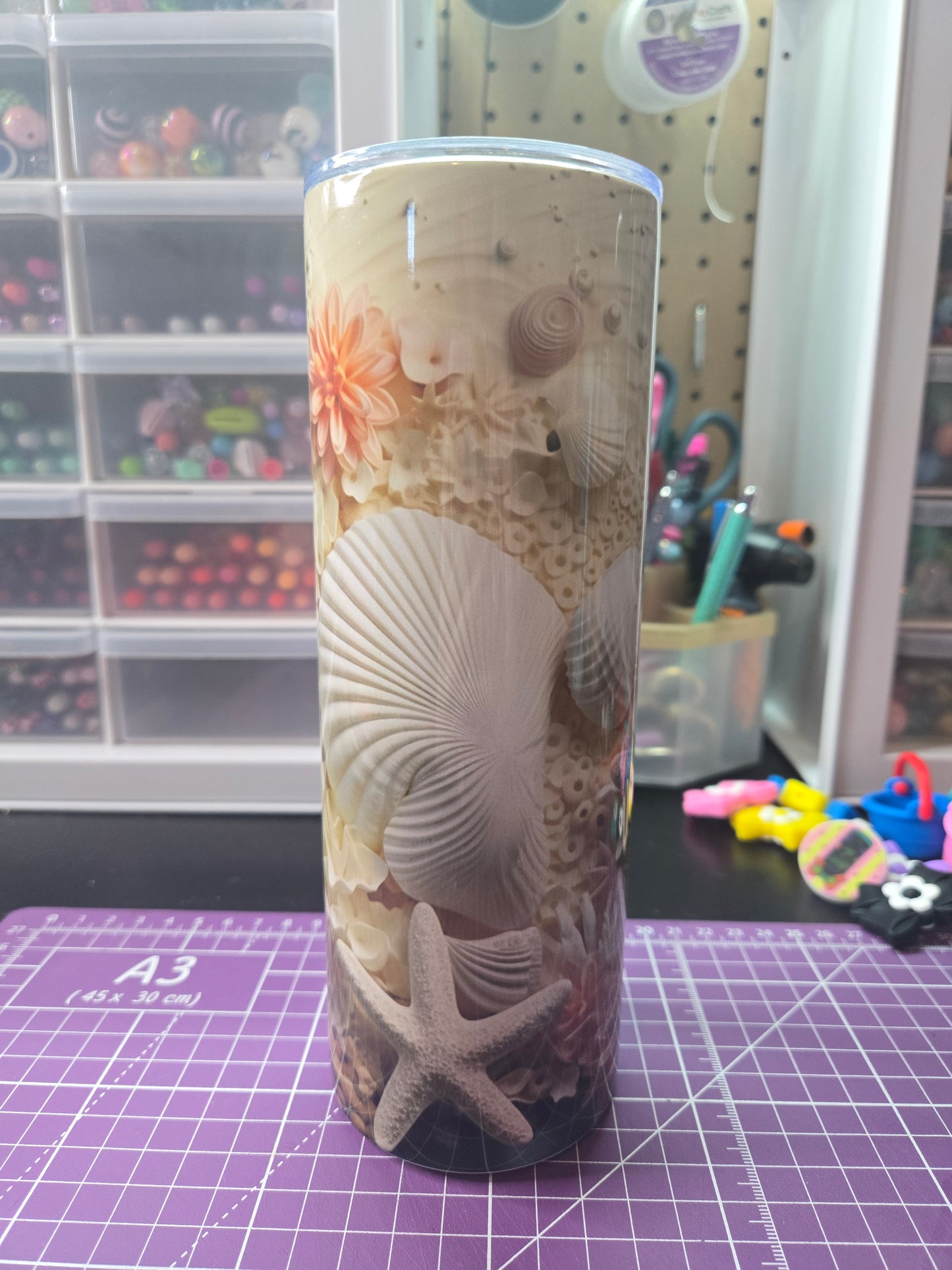 Seashells 20 oz. Stainless Steel Tumbler w/Straw