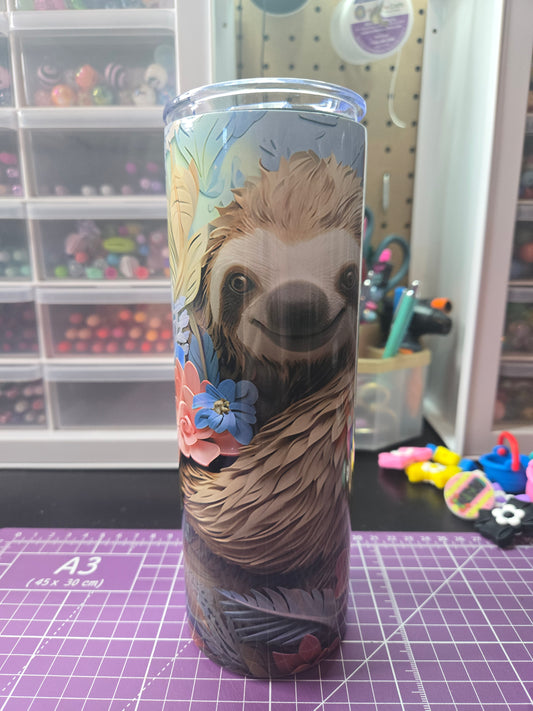 Sloth 20 oz. Stainless Steel Tumbler w/Straw